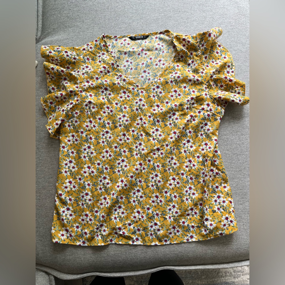 SHEIN Yellow Floral Blouse